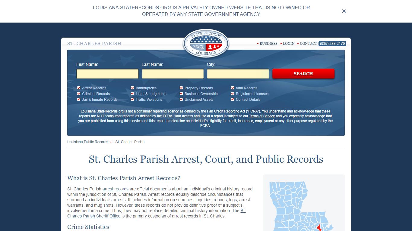 St. Charles Parish Arrest, Court, and Public Records